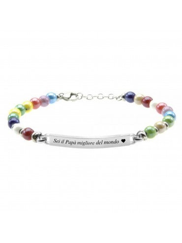 Bracciale colorato con piastra in acciaio bcc0430