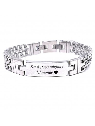 Bracciale con piastra in acciaio da incidere catena grumetta