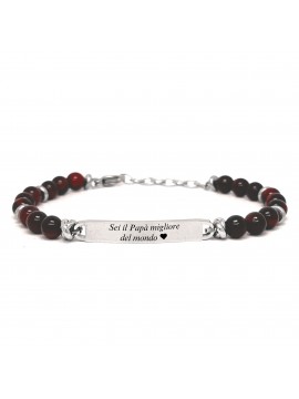 Bracciale uomo piastra per incisione acciaio e pietre bcc1064