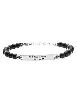 Bracciale uomo piastra per incisione acciaio e pietre bcc1066