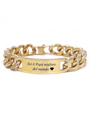Bracciale uomo dorato grumetta in acciaio bcc1374