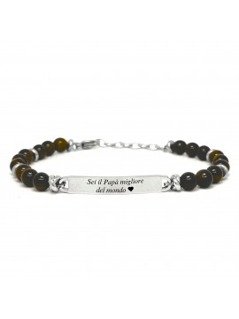bracciale uomo pietre piastra acciaio per incisione - bcc1504