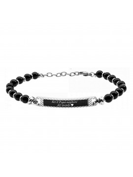 bracciale uomo con piastra acciaio e pietre bcc1694