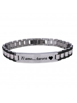 Bracciale uomo in acciaio con piastra per incisioni maglia president