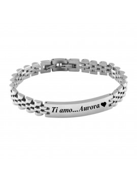 Bracciale uomo in acciaio con piastra per incisioni maglia jubile