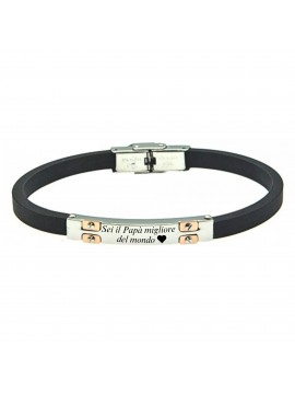 bracciale uomo piastra per incisione acciaio caucciù bcc2558