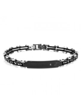 Bracciale uomo piastra in acciaio con strass a due colori