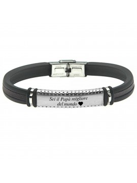 bracciale uomo acciaio caucciù piastra per incisione bcc2643