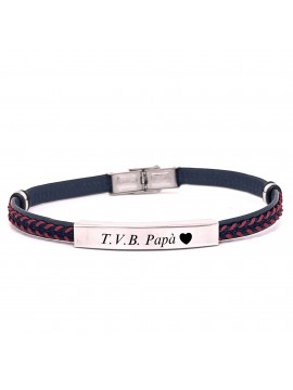 bracciale uomo pelle colorata piastra acciaio bcc2708