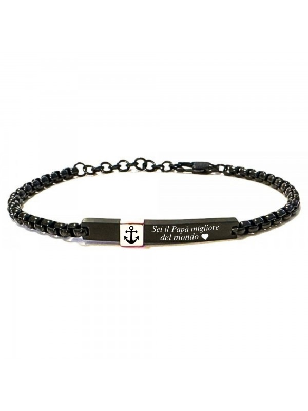 bracciale uomo ancora acciaio e piastra bcc2766