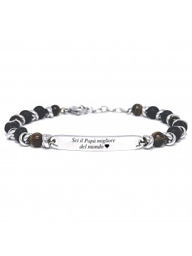 bracciale pietre dure uomo piastra acciaio bcc2877