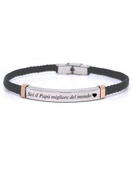 bracciale pelle uomo piastra acciaio bcc2913