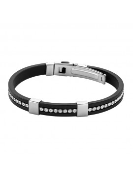 Bracciale in caucciu acciaio e strass