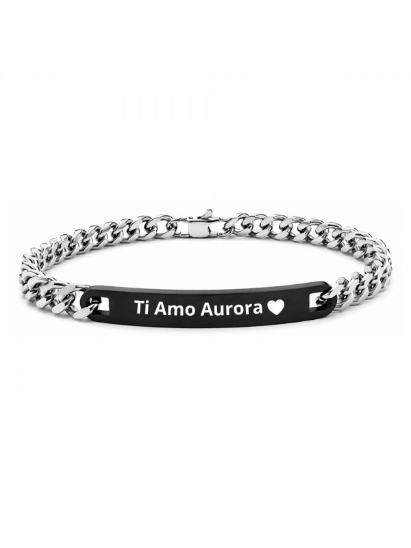 Bracciale uomo personalizzabile con incisione catena cubana bcc1030