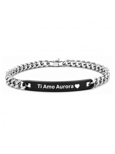 Bracciale uomo personalizzabile con incisione catena cubana bcc1030