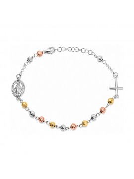 bracciale rosario in argento 925 postine tre colori argentate dorate ramate - bcc1200