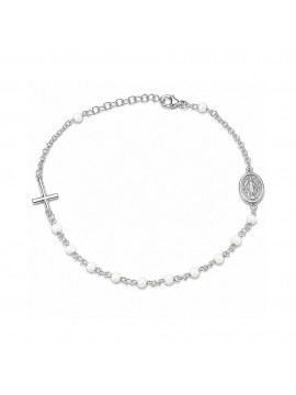 bracciale rosario argento 925 postine bianche bcc1377