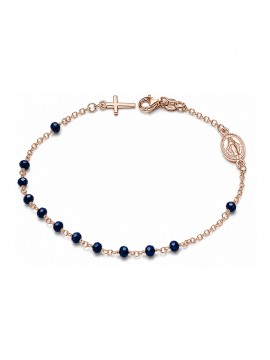 bracciale rosario in argento 925 ramato grani neri bcc1394