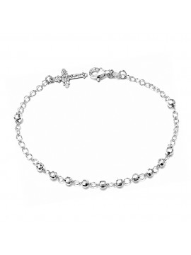 bracciale rosario in argento 925 postine diamantate - bcc1544