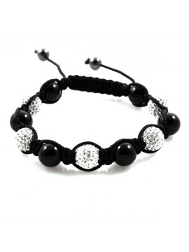 Bracciale donna shamballa con onice e pallina di strass