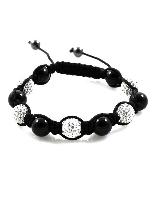 Bracciale donna shamballa con onice e pallina di strass
