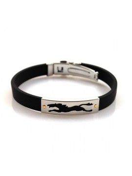 Bracciale con cavallo in acciaio caucciu e oro