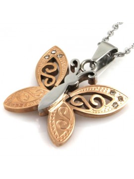 Collana con farfalla in acciaio e strass