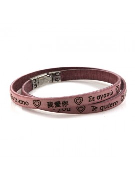 Bracciale ti amo in tutte le lingue del mondo in pelle