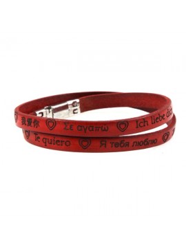 Bracciale ti amo in tutte le lingue del mondo in pelle