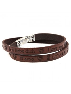 Bracciale ti amo in tutte le lingue del mondo in pelle