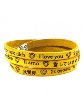 Bracciale ti amo in tutte le lingue del mondo in pelle