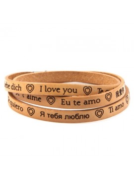Bracciale ti amo in tutte le lingue del mondo in pelle