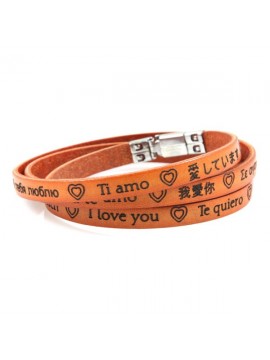 Bracciale ti amo in tutte le lingue del mondo in pelle