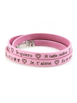 Bracciale ti amo in tutte le lingue del mondo in pelle