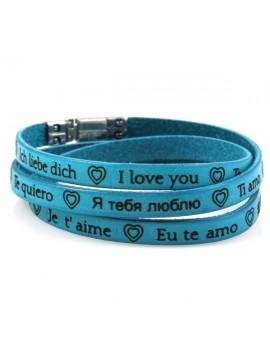 Bracciale ti amo in tutte le lingue del mondo in pelle
