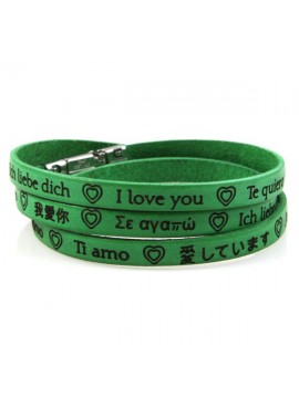Bracciale ti amo in tutte le lingue del mondo in pelle