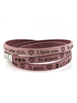 Bracciale ti amo in tutte le lingue del mondo in pelle