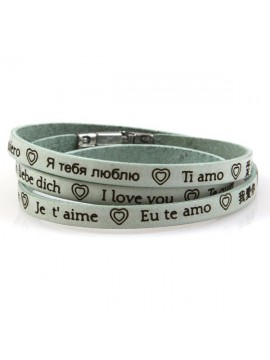 Bracciale ti amo in tutte le lingue del mondo in pelle