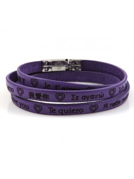 Bracciale ti amo in tutte le lingue del mondo in pelle