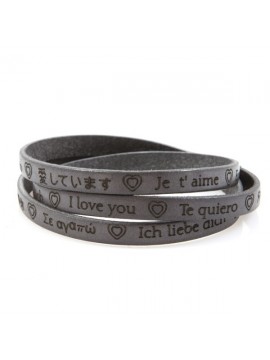 Bracciale ti amo in tutte le lingue del mondo in pelle