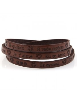 Bracciale ti amo in tutte le lingue del mondo in pelle