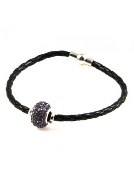 bracciale in pelle con rotelline swarovski