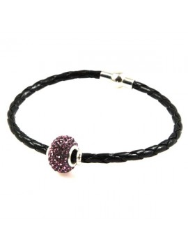bracciale in pelle con rotelline swarovski