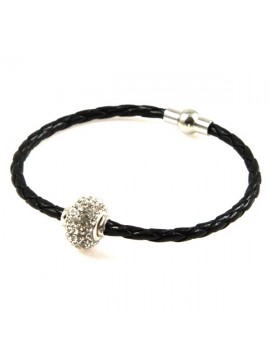 bracciale in pelle con rotelline swarovski