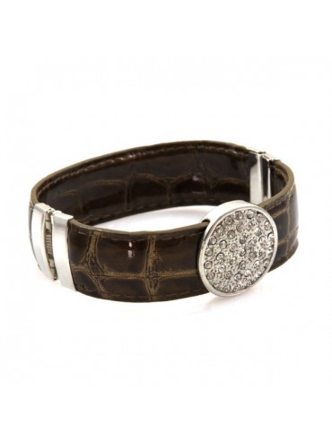 bracciale in ecopelle piastra con strass