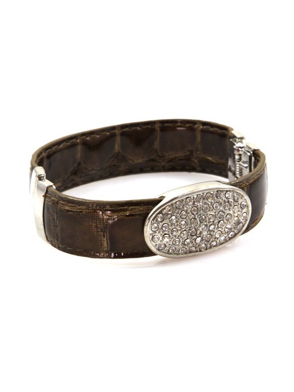 bracciale in ecopelle piastra con strass