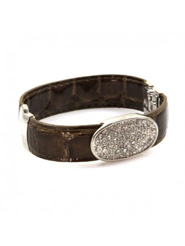 bracciale in ecopelle piastra con strass