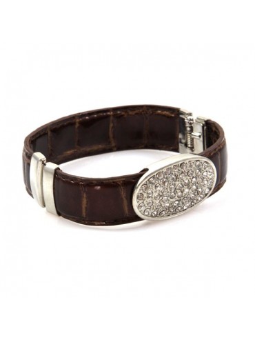 bracciale in ecopelle piastra con strass