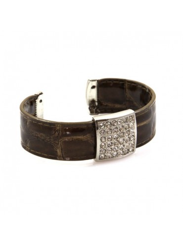 bracciale in ecopelle piastra con strass