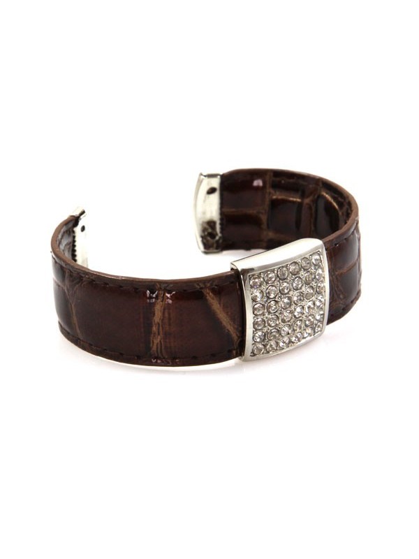 bracciale in ecopelle piastra con strass